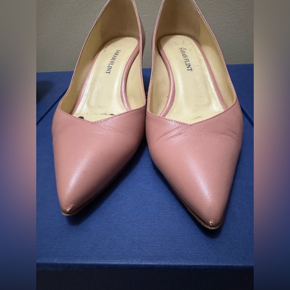 Sarah Flint Emma pump 36 (fits 6.5) Dusty Rose Pink Nappa with wooden block heel - Picture 5 of 8